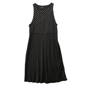 Athleta Santorini Sleeveless Dress S Black White Stripe Knee Length Athletic